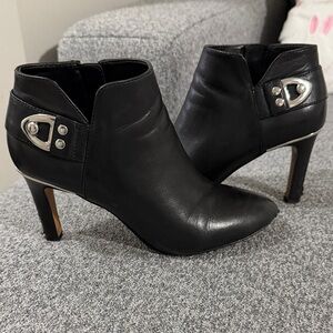 Vince Camuto Black Ankle Booties with Silver Accents